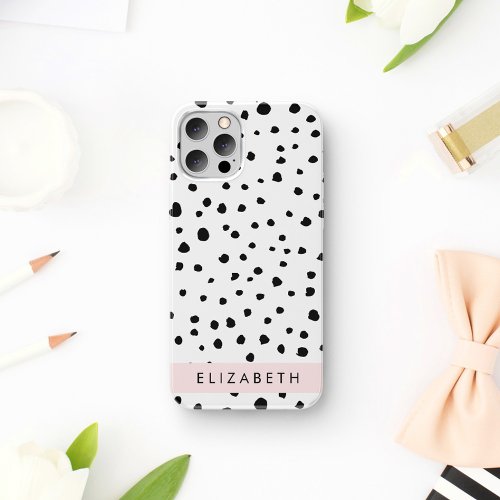 Dalmatian Dots Spots Black and White Your Name iPhone 12 Pro Case