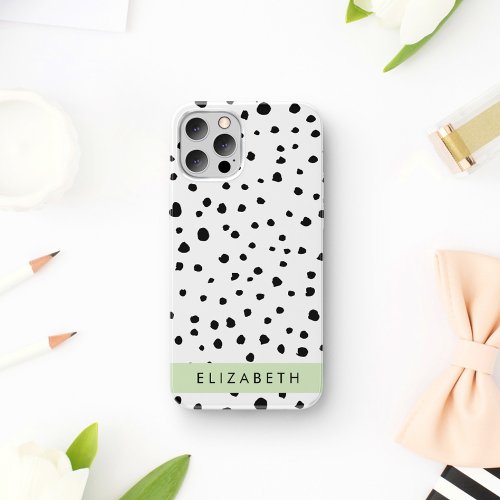 Dalmatian Dots Spots Black and White Your Name iPhone 12 Pro Case