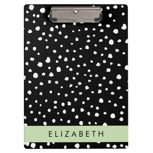Dalmatian Dots Spots Black and White Your Name Clipboard