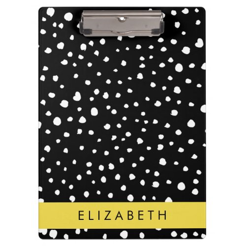 Dalmatian Dots Spots Black and White Your Name Clipboard