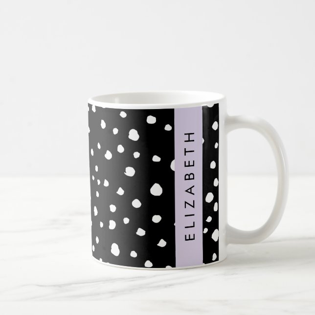 Dalmatian Dots, Spots, Black and White, Your Name Coffee Mug (Right)