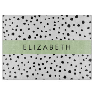 Dalmatian Dots, Spots, Black and White, Your Name Cutting Board