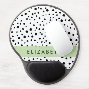 Dalmatian Dots, Spots, Black and White, Your Name Gel Mouse Pad