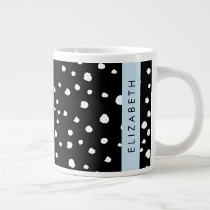 Dalmatian Dots, Spots, Black and White, Your Name Giant Coffee Mug