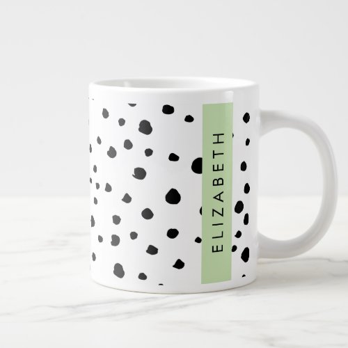 Dalmatian Dots Spots Black and White Your Name Giant Coffee Mug