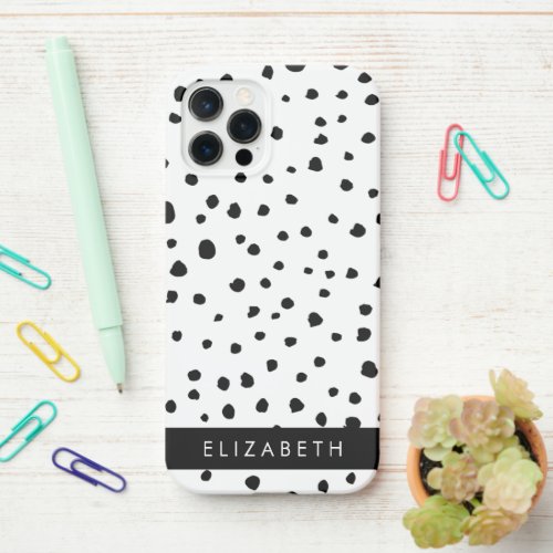 Dalmatian Dots Spots Black and White Your Name iPhone 12 Pro Case