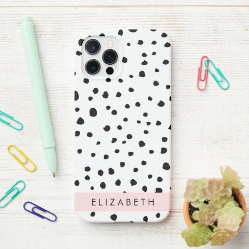 Dalmatian Dots Spots Black and White Your Name iPhone 12 Pro Case