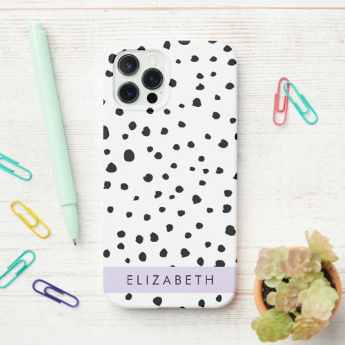 Dalmatian Dots Spots Black and White Your Name iPhone 12 Pro Case