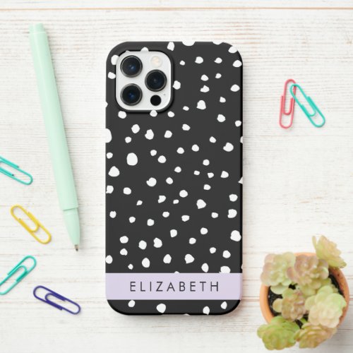 Dalmatian Dots Spots Black and White Your Name iPhone 12 Pro Case