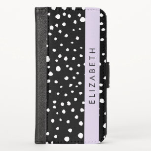 Dalmatian Dots, Spots, Black and White, Your Name iPhone X Wallet Case