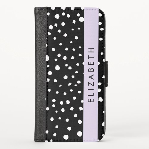 Dalmatian Dots Spots Black and White Your Name iPhone X Wallet Case