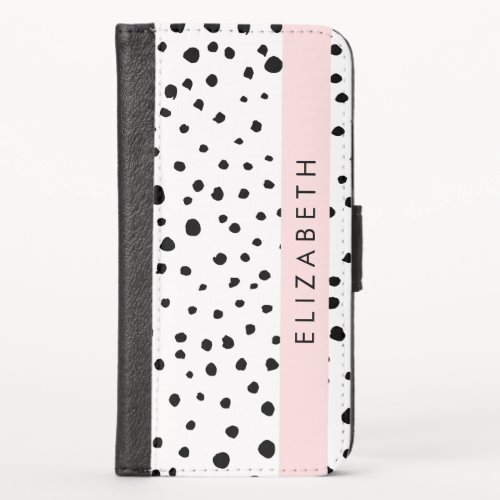 Dalmatian Dots Spots Black and White Your Name iPhone X Wallet Case