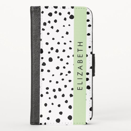 Dalmatian Dots Spots Black and White Your Name iPhone X Wallet Case