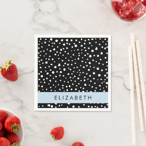 Dalmatian Dots Spots Black and White Your Name Napkins