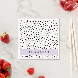 Dalmatian Dots, Spots, Black and White, Your Name Napkins