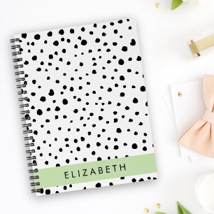 Dalmatian Dots, Spots, Black and White, Your Name Notebook