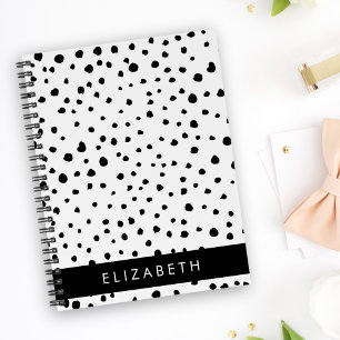 Dalmatian Dots, Spots, Black and White, Your Name Notebook