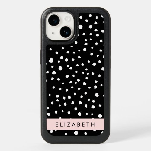 Dalmatian Dots Spots Black and White Your Name OtterBox iPhone 14 Case