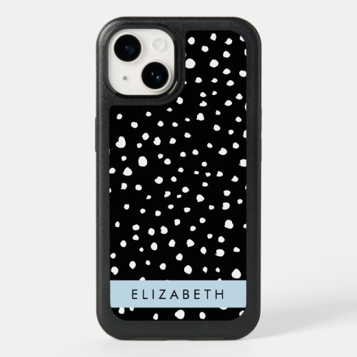 Dalmatian Dots Spots Black and White Your Name OtterBox iPhone 14 Case