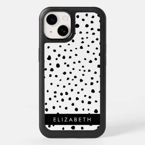 Dalmatian Dots Spots Black and White Your Name OtterBox iPhone 14 Case