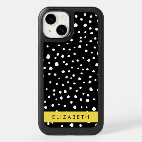 Dalmatian Dots Spots Black and White Your Name OtterBox iPhone 14 Case