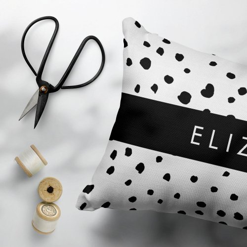 Dalmatian Dots Spots Black and White Your Name Pillow Case