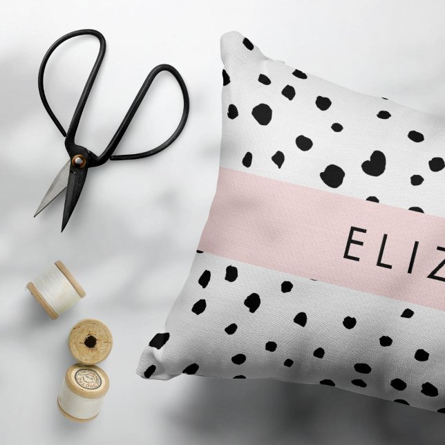 Dalmatian Dots, Spots, Black and White, Your Name Pillow Case (Creator Uploaded)