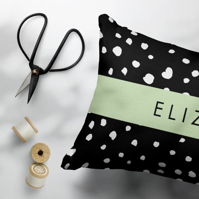 Dalmatian Dots, Spots, Black and White, Your Name Pillow Case (Creator Uploaded)