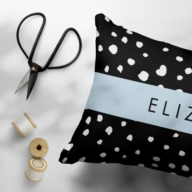 Dalmatian Dots, Spots, Black and White, Your Name Pillow Case (Creator Uploaded)