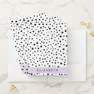 Dalmatian Dots, Spots, Black and White, Your Name Pocket Folder