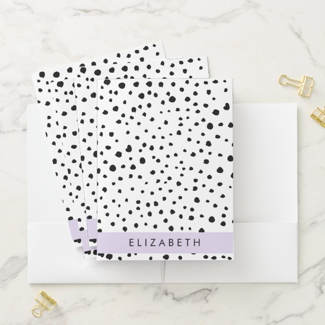 Dalmatian Dots, Spots, Black and White, Your Name Pocket Folder (In Situ)