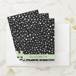 Dalmatian Dots, Spots, Black and White, Your Name Pocket Folder