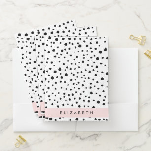 Dalmatian Dots, Spots, Black and White, Your Name Pocket Folder