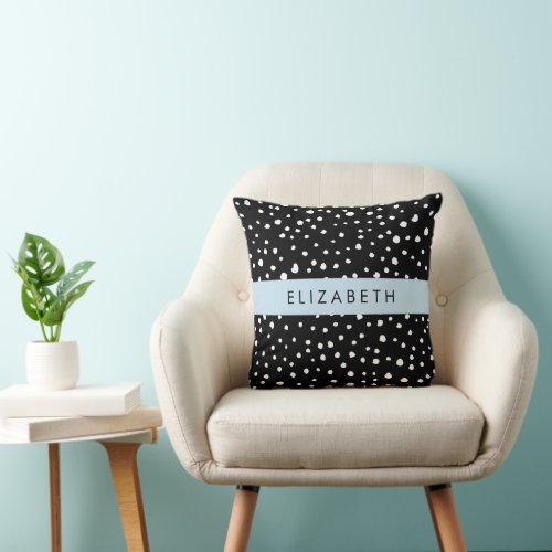 Dalmatian Dots Spots Black and White Your Name Throw Pillow