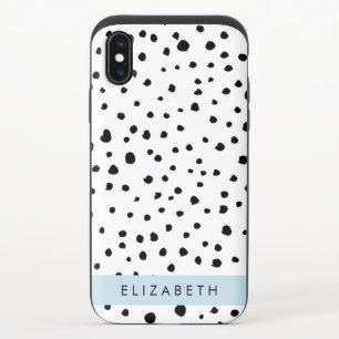 Dalmatian Dots, Spots, Black and White, Your Name iPhone X Slider Case