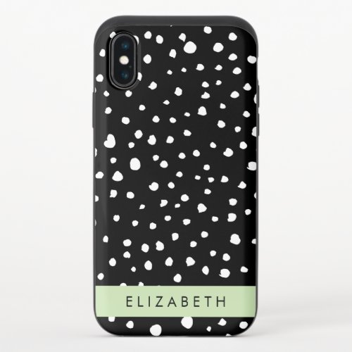 Dalmatian Dots Spots Black and White Your Name iPhone X Slider Case