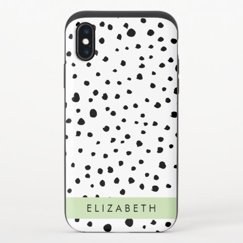 Dalmatian Dots Spots Black and White Your Name iPhone X Slider Case