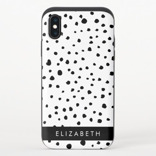 Dalmatian Dots Spots Black and White Your Name iPhone X Slider Case