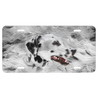 Dalmatian face license plate