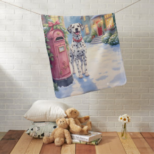 Dalmatian Festive Mailbox Christmas Art Baby Blanket