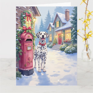 Dalmatian Festive Mailbox Christmas Art Card
