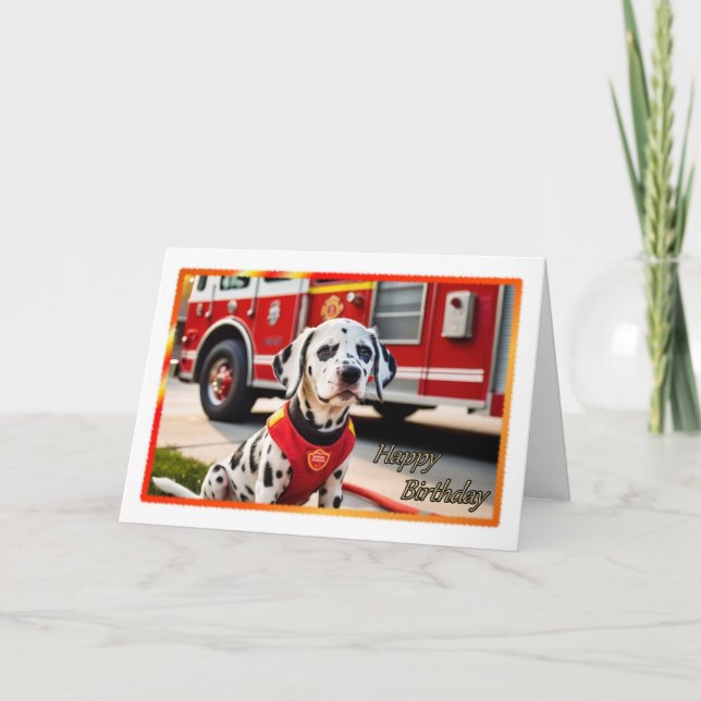 Dalmatian Fire Dog Boy's Birthday Card (Front)
