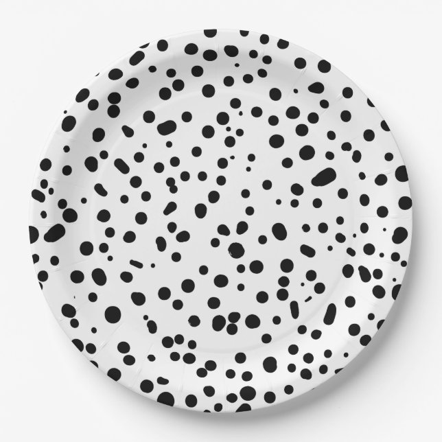 Dalmatian Firefighter Black White Birthday Paper Plates (Front)