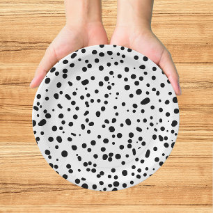 Dalmatian Firefighter Black White Birthday Paper Plates