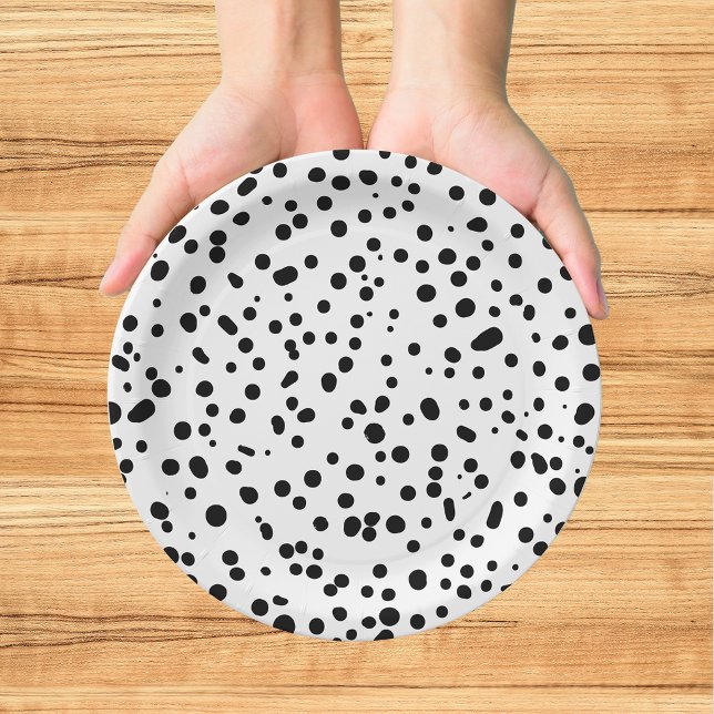Dalmatian Firefighter Black White Birthday Paper Plates (Creator Uploaded)