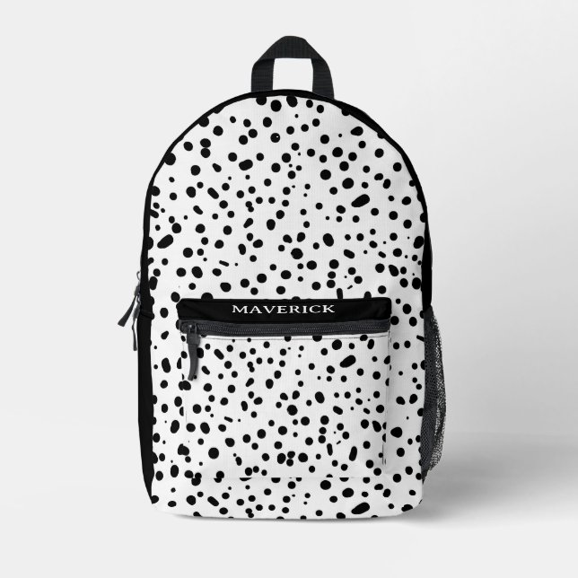 Dalmatian Firefighter Black White Birthday Printed Backpack (Front)