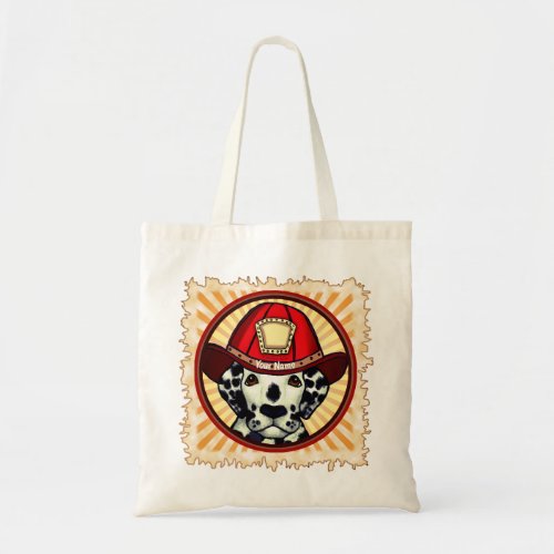 Dalmatian Firefighter custom name tote bag
