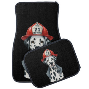 Dalmatian firefighter in vibrant watercolor style car floor mat