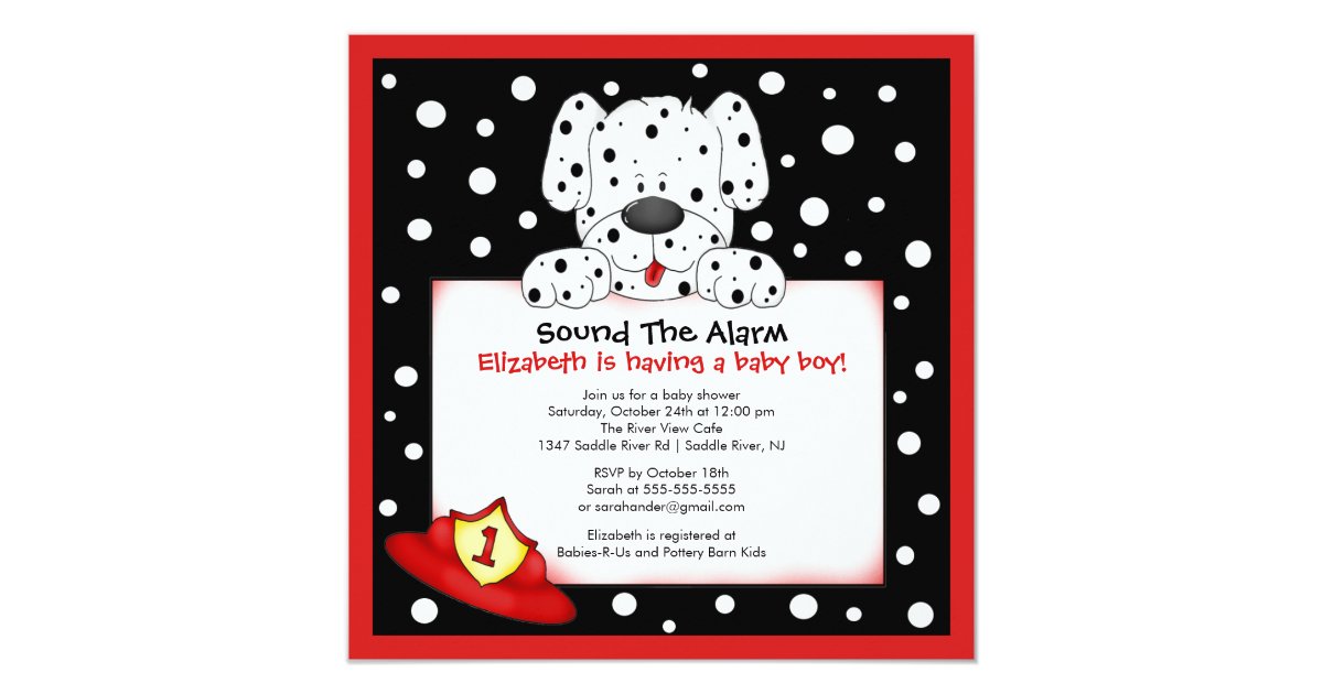 Dalmatian Fireman Boy Baby Shower Invitation Zazzle Com