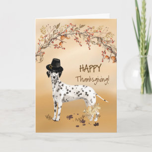 Dalmatian Funny Pilgrim Hat Thanksgiving Card